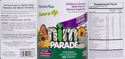 Label for Children's Chewable Multi-Vitamin & Mineral Supplement Natural Grape Flavor!