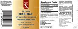 Label for One Per Day Cran-Max 500 mg Cranberry Concentrate