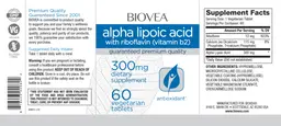 Label for Alpha Lipoic Acid 300 mg with Riboflavin (Vitamin B2)