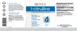 Label for L-Citrulline 500 mg