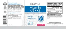 Label for Vitamin D3 + K2 Strawberry Flavor