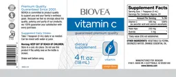 Label for Vitamin C Orange Flavor