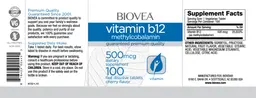 Label for Vitamin B12 500 mcg Cherry Flavor