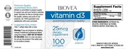 Label for Vitamin D3 25 mcg