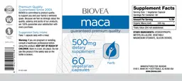 Label for Maca 500 mg