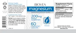 Label for Magnesium 200 mg