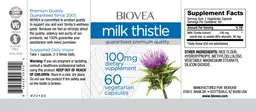 Label for Milk Thistle 100 mg