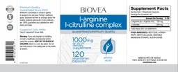Label for L-Arginine L-Citrulline Complex 1000 mg
