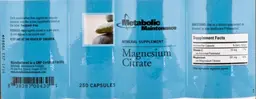 Label for Magnesium Citrate