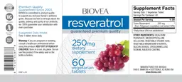 Label for Resveratrol 250 mg