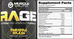 Label for Rage Extreme Pre-Workout Pineapple Splash