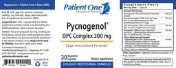 Label for Pycnogenol OPC Complex 300 mg