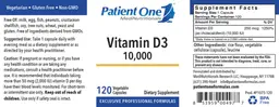 Label for Vitamin D3 10,000