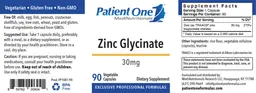 Label for Zinc Glycinate 30 mg