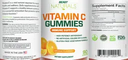 Label for Vitamin C Gummies Orange Flavored