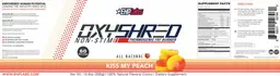 Label for OxyShred Non-Stim Kiss My Peach