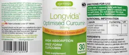 Label for Longvida Optimised Curcumin 500 mg