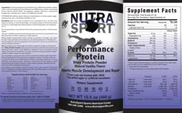 Label for Performance Protein Natural Vanilla Flavor