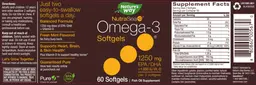 Label for NutraSea +D Omega-3 Softgels 1250 mg Fresh Mint Flavored