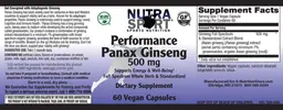 Label for Performance Panax Ginseng 500 mg