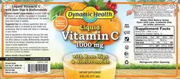 Label for Liquid Vitamin C 1000 mg Natural Citrus Flavors