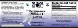Label for Performance Vitamin C 1,000 mg