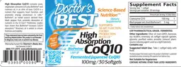 Label for High Absorption CoQ10 100 mg