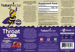 Label for BeeHero Throat Kids Natural Propolis Spray Berry Blast