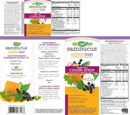 Label for Sambucus for Kids HoneyBerry Night Time Cough Syrup