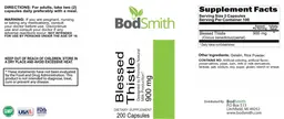 Label for Blessed Thistle 900 mg