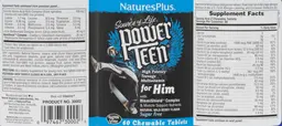 Label for Power Teen for Him Natural Wild Berry Flavor