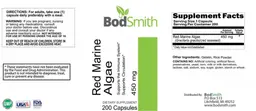 Label for Red Marine Algae 450 mg