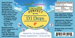 Label for Perfect D3 Drops Citrus Flavored
