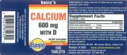 Label for Calcium 600 mg with D