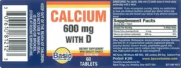 Label for Calcium 600 mg with D