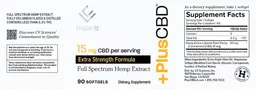 Label for PlusCBD Extra Strength Formula 15 mg