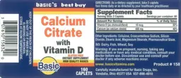 Label for Calcium Citrate with Vitamin D