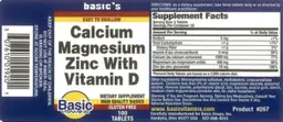Label for Calcium Magnesium Zinc with Vitamin D