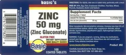 Label for Zinc 50 mg