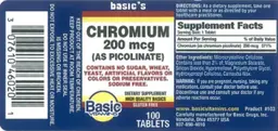 Label for Chromium 200 mcg