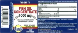Label for Fish Oil Concentrate 1000 mg
