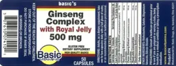 Label for Ginseng Complex with Royal Jelly 500 mg