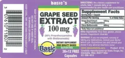 Label for Grape Seed Extract 100 mg