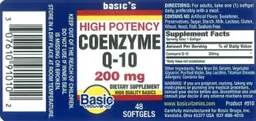 Label for High Potency Coenzyme Q-10 200 mg