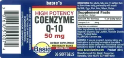 Label for High Potency Coenzyme Q-10 50 mg