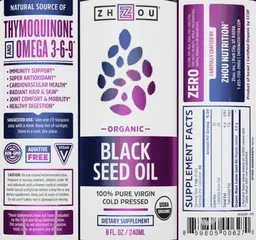 Label for Organic Black Seed Oil