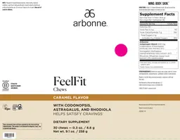 Label for FeelFit Chews Caramel Flavor