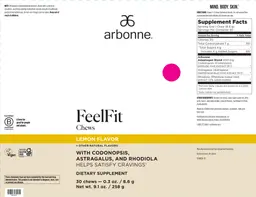 Label for FeelFit Chews Lemon Flavor
