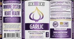 Label for Garlic with 5000 mcg Allicin Extra Strength