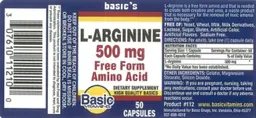 Label for L-Arginine 500 mg